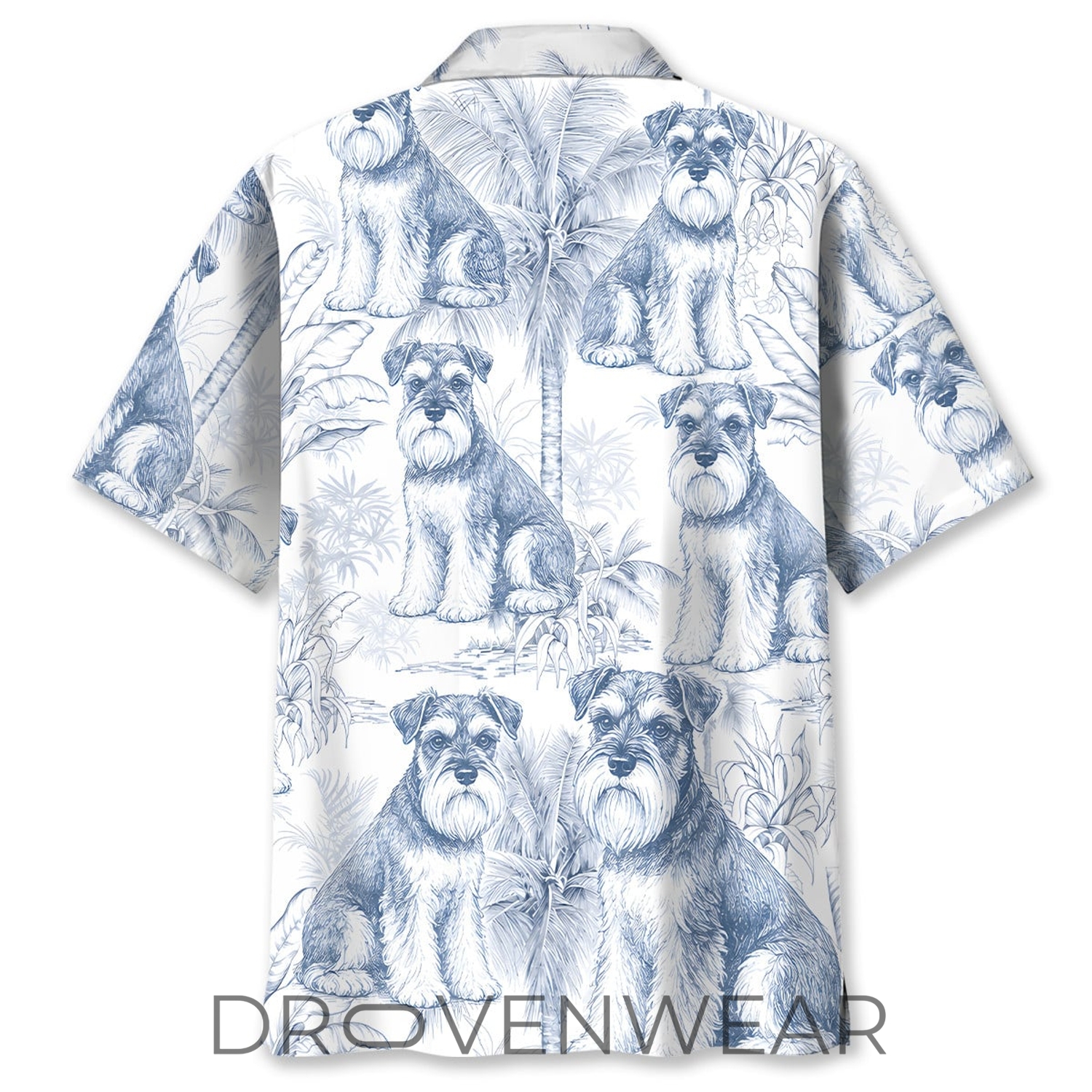 Blue White Miniature Schnauzer Hawaiian Aloha Shirt Blue White Miniature Schnauzer Hawaiian Aloha Shirt