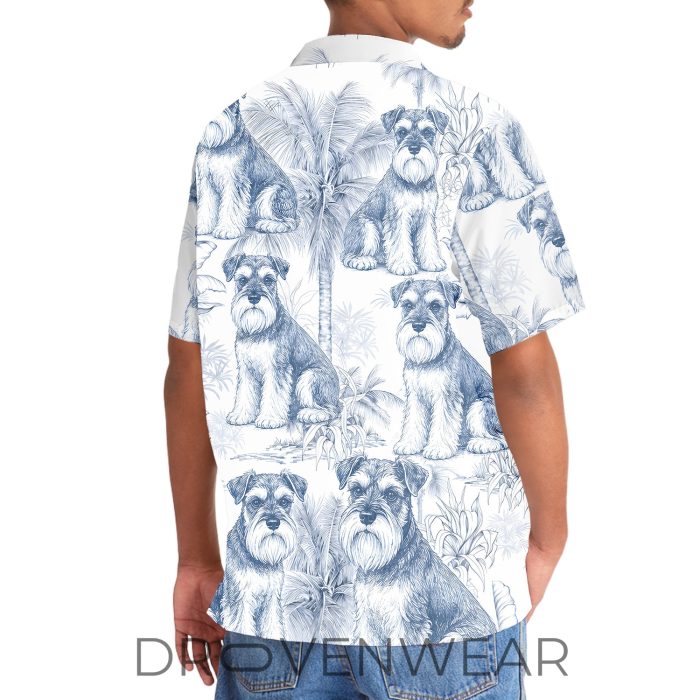 Blue White Miniature Schnauzer Hawaiian Aloha Shirt - Image 6