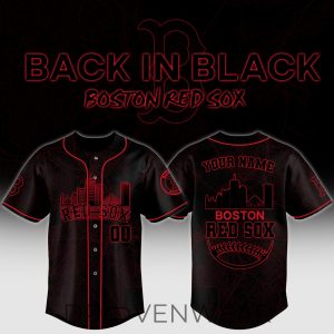 Boston Red Sox Back In Black Personalized 3D Baseball Jersey by Drovenwear.com