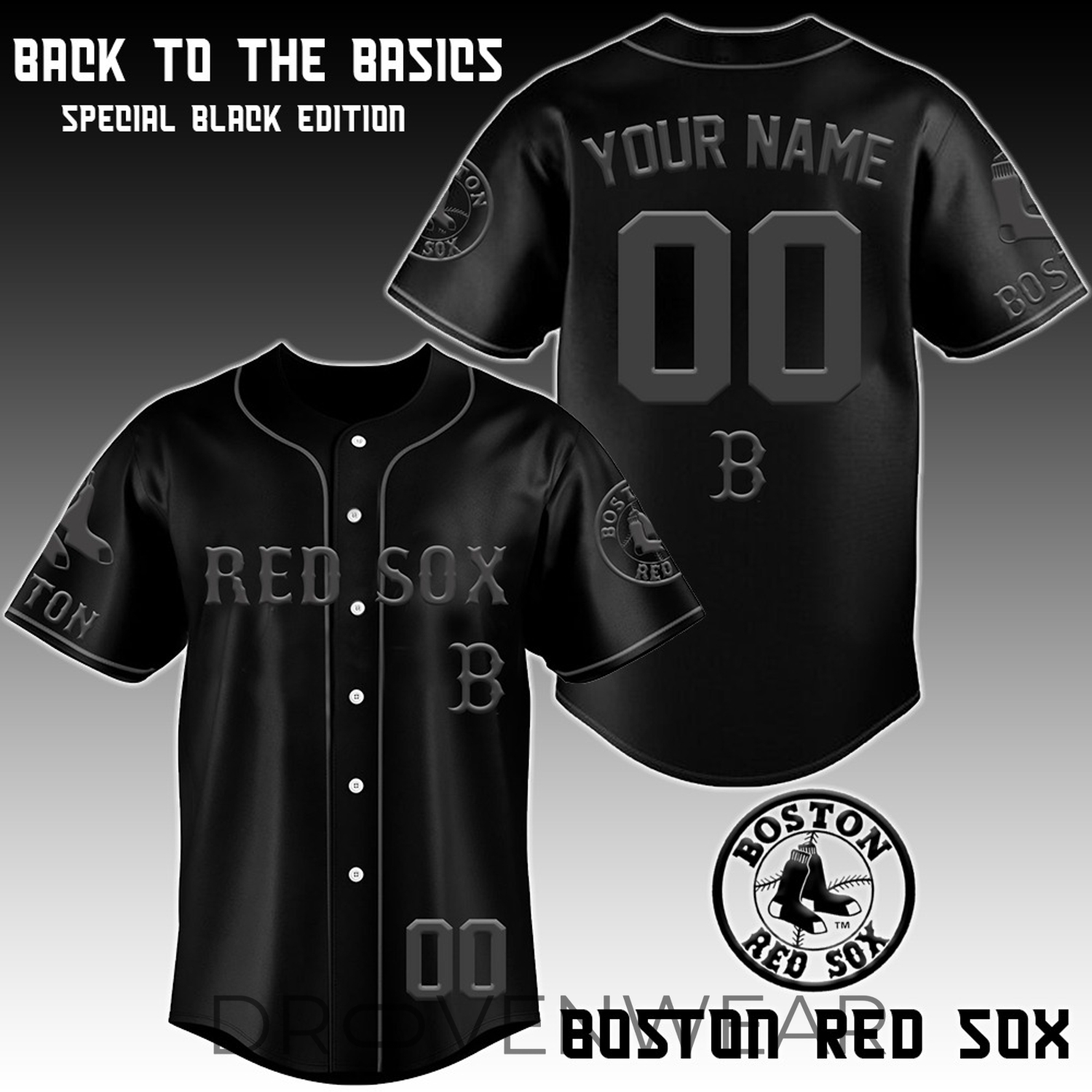 Boston Red Sox Blackout Edition Personalized 3D Baseball Jersey Boston Red Sox Blackout Edition Personalized 3D Baseball Jersey