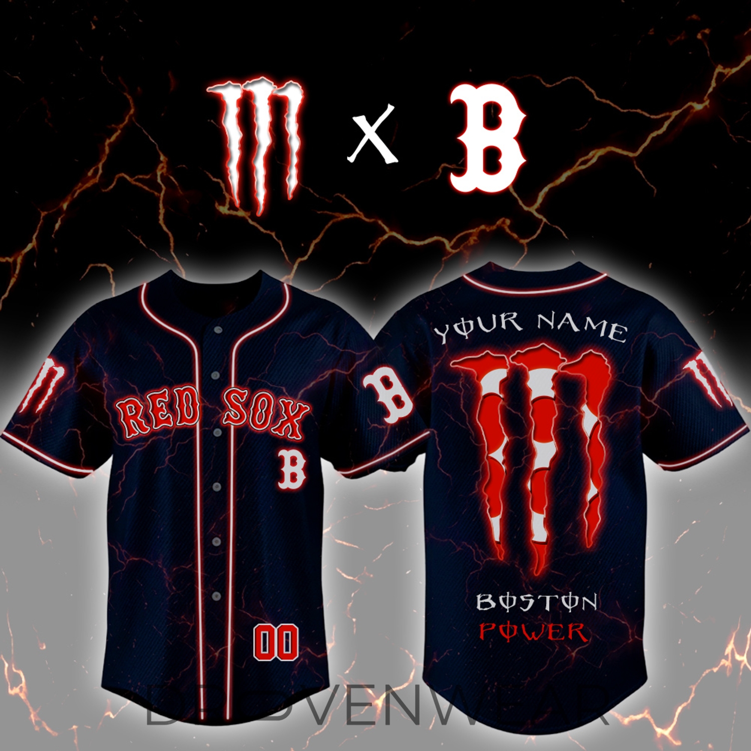 Boston Red Sox Monster Theme Special Edition 3D Baseball Jersey Boston Red Sox Monster Theme Special Edition 3D Baseball Jersey