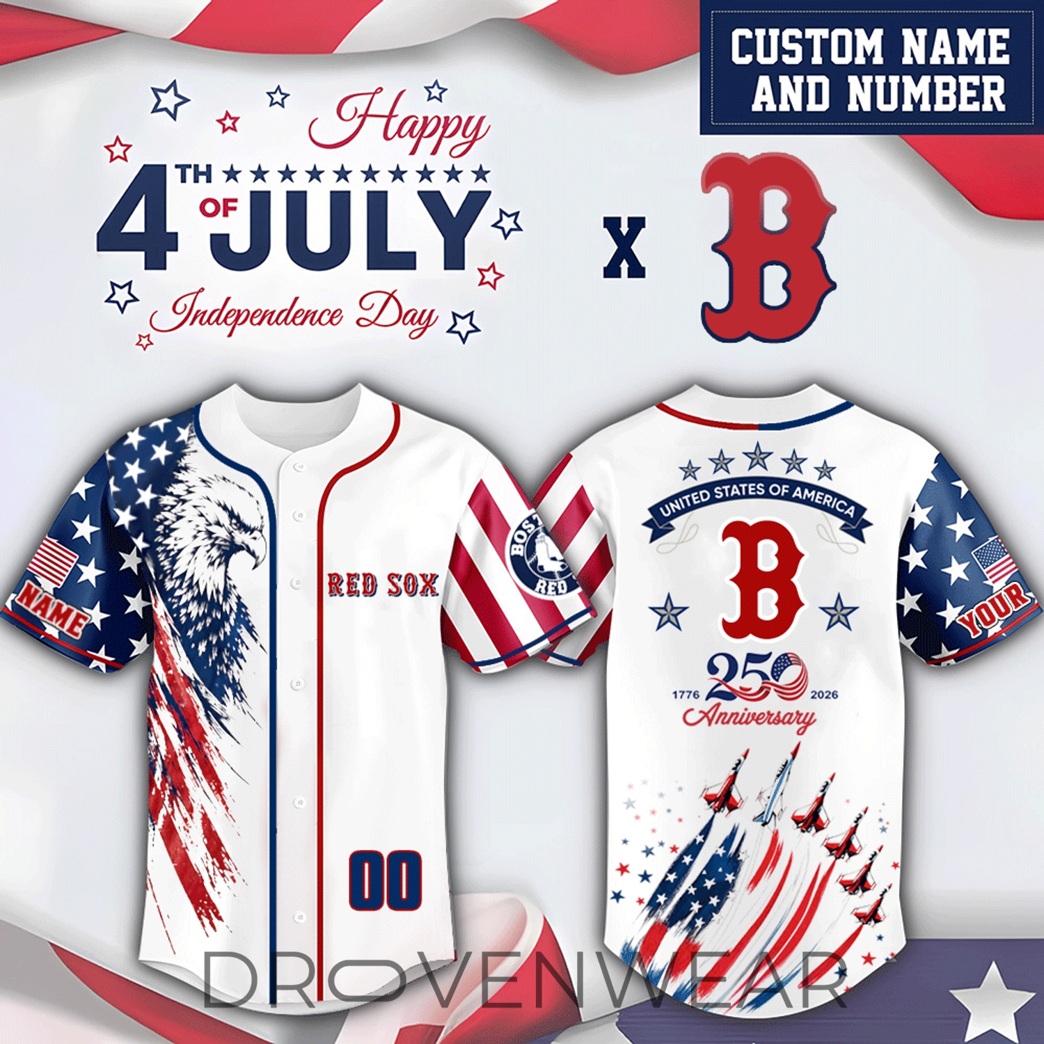Boston Red Sox USA Independence Day Special Baseball Jersey Boston Red Sox USA Independence Day Special Baseball Jersey