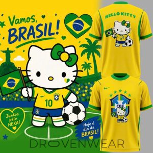 Brazil Football Hello Kitty World Cup 2026 Graphic Shirt by Drovenwear.com