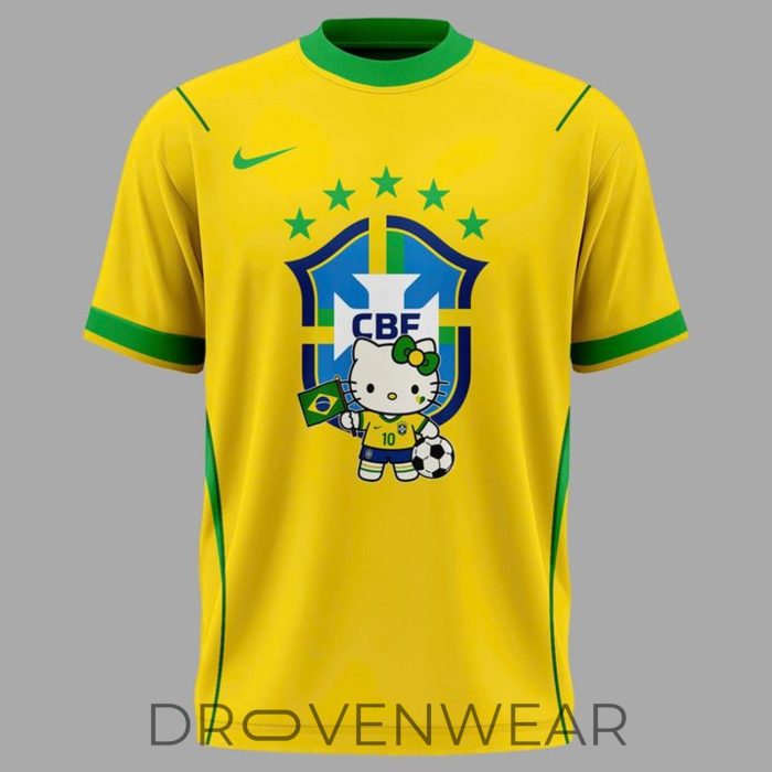 Brazil Football Hello Kitty World Cup 2026 Graphic Shirt - Image 2