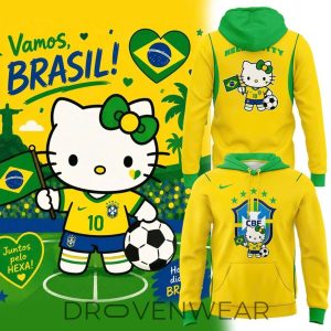 Brazil Football Hello Kitty World Cup 2026 Pullover Hoodie by Drovenwear.com