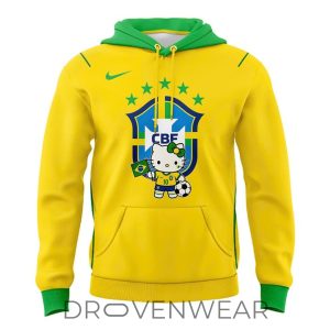 Brazil Football Hello Kitty World Cup 2026 Pullover Hoodie by Drovenwear.com