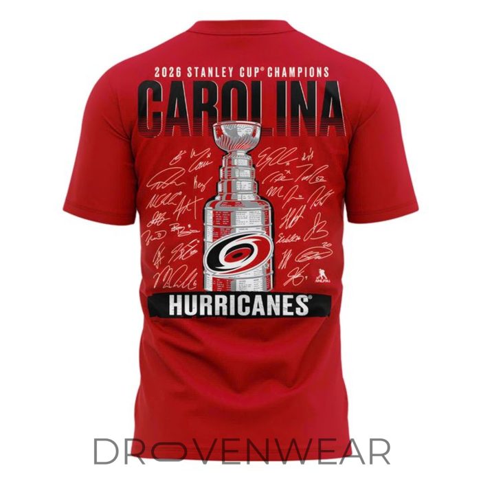 Carolina Hurricanes Championship Signature Roster Red Graphic Shirt - Image 3
