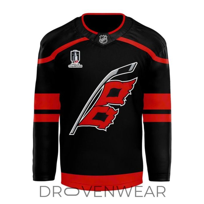 Carolina Hurricanes Raise The Cup 2026 Champions Black Hockey Jersey - Image 2