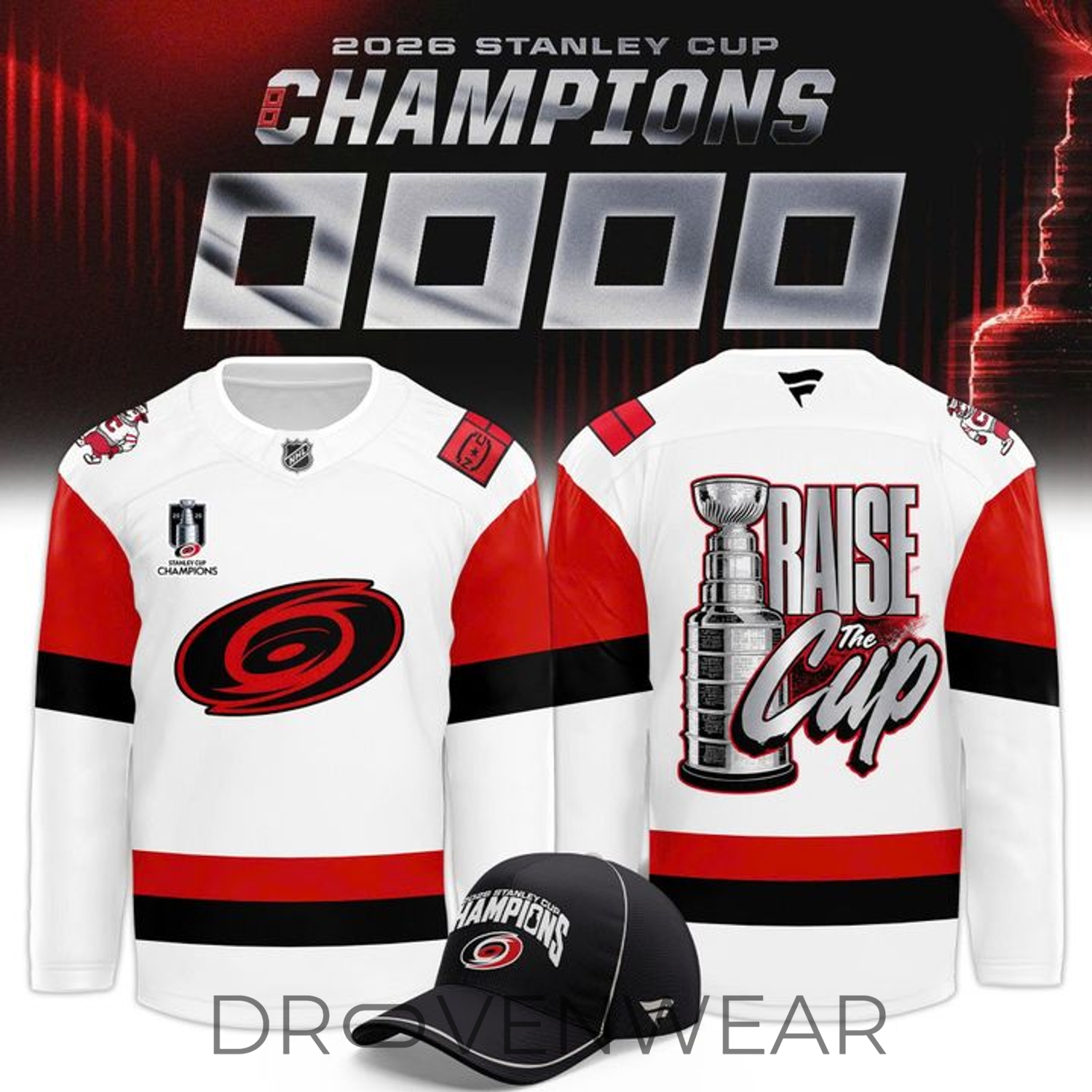 Carolina Hurricanes Raise The Cup 2026 Champions White Hockey Jersey Carolina Hurricanes Raise The Cup 2026 Champions White Hockey Jersey