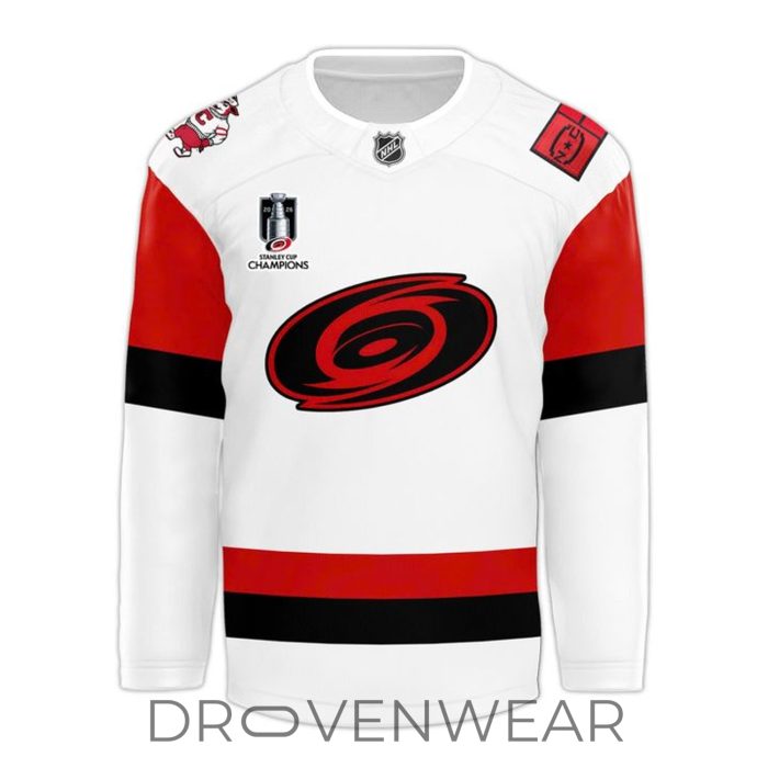 Carolina Hurricanes Raise The Cup 2026 Champions White Hockey Jersey - Image 2