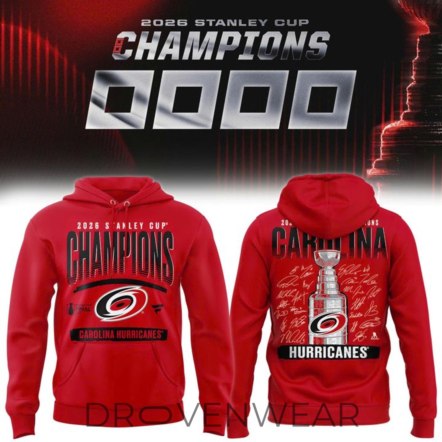 Carolina Hurricanes Stanley Cup Champions Signature Roster Pullover Hoodie Carolina Hurricanes Stanley Cup Champions Signature Roster Pullover Hoodie