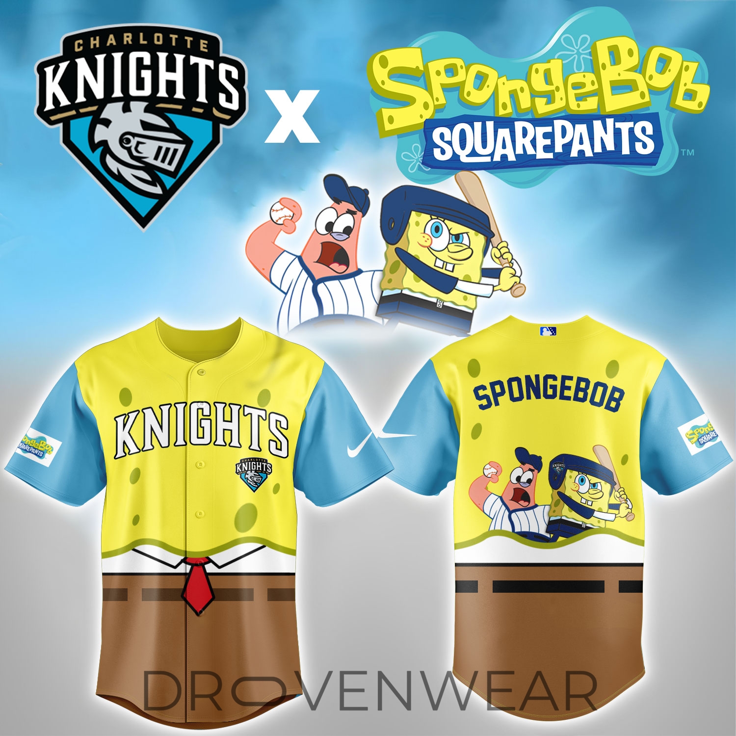 Charlotte Knights SpongeBob Theme Night Baseball Jersey Charlotte Knights SpongeBob Theme Night Baseball Jersey