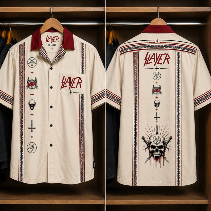 Slayer Mexican Inspired Luxury Design Hawaiian Shirt - Image 2