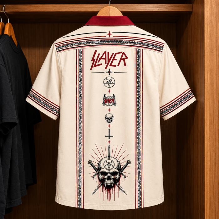 Slayer Mexican Inspired Luxury Design Hawaiian Shirt - Image 4