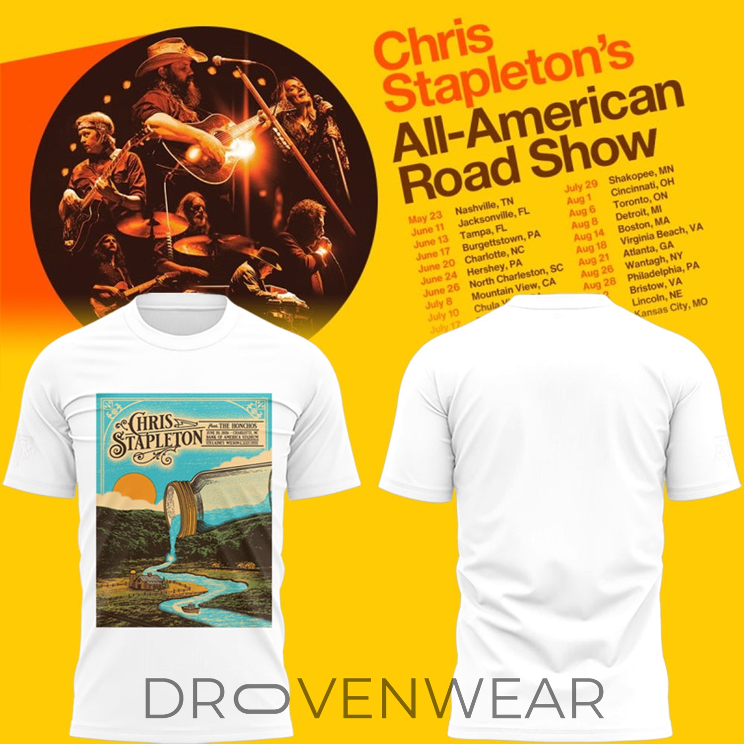 Chris Stapleton All-American Road Show in Charlotte, NC 2D T-shirt Chris Stapleton All-American Road Show in Charlotte, NC 2D T-shirt