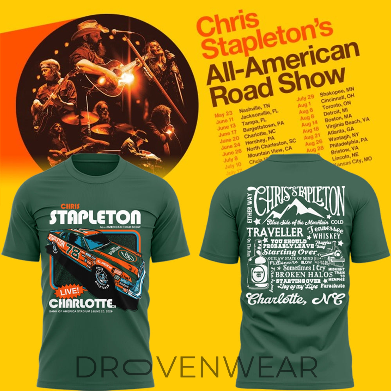 Chris Stapleton All-American Road Show in Charlotte, NC 3D T-shirt Chris Stapleton All-American Road Show in Charlotte, NC 3D T-shirt
