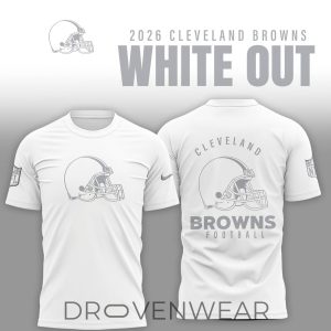 Cleveland Browns 2026 White Out TShirt by Drovenwear.com