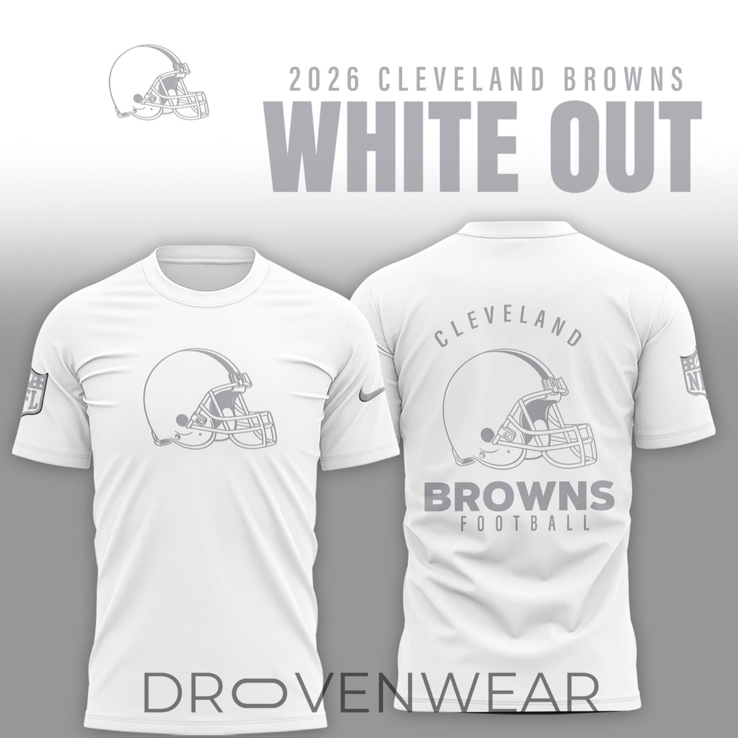 Cleveland Browns 2026 White Out T-Shirt Cleveland Browns 2026 White Out T-Shirt