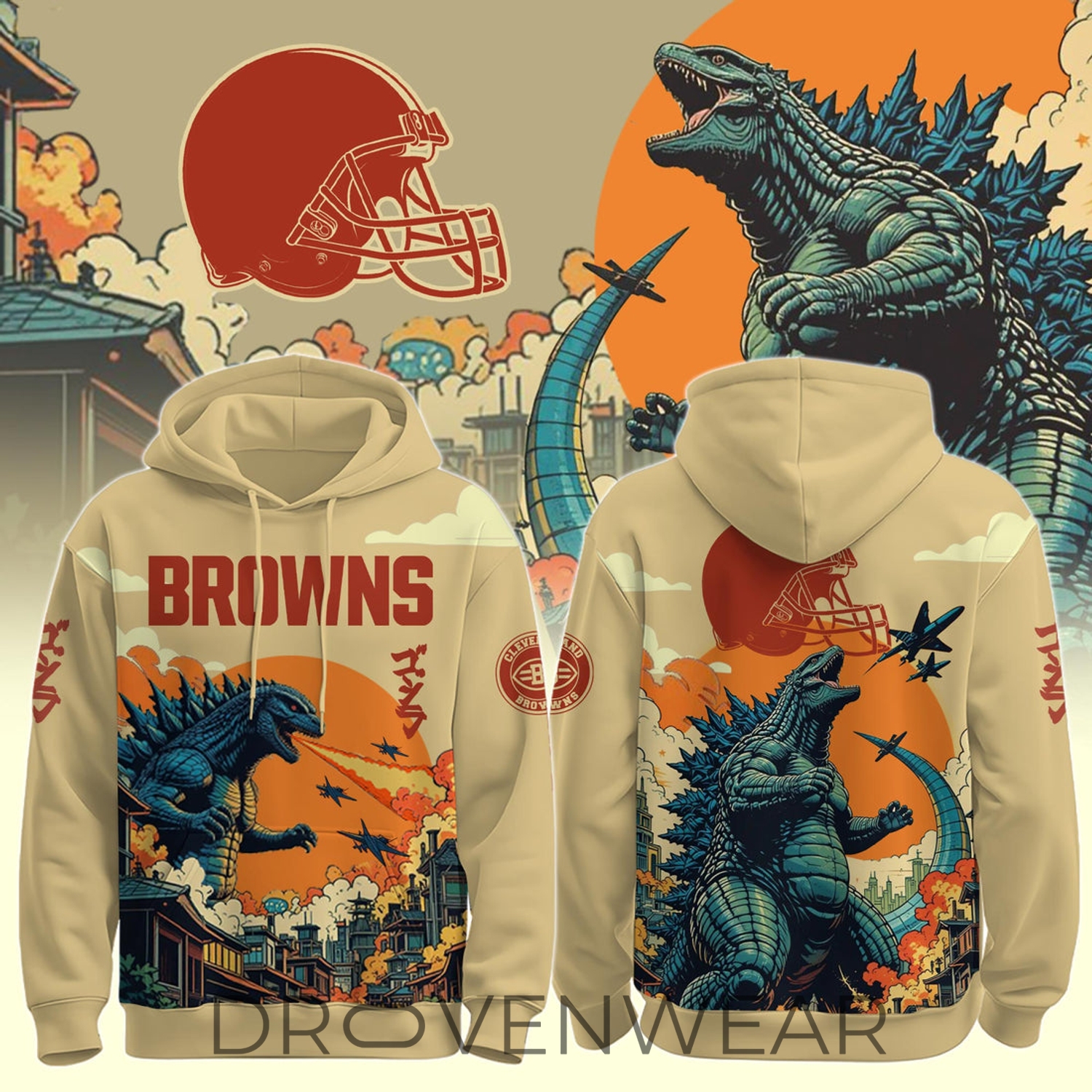 Cleveland Browns Special Godzilla Hoodie Cleveland Browns Special Godzilla Hoodie