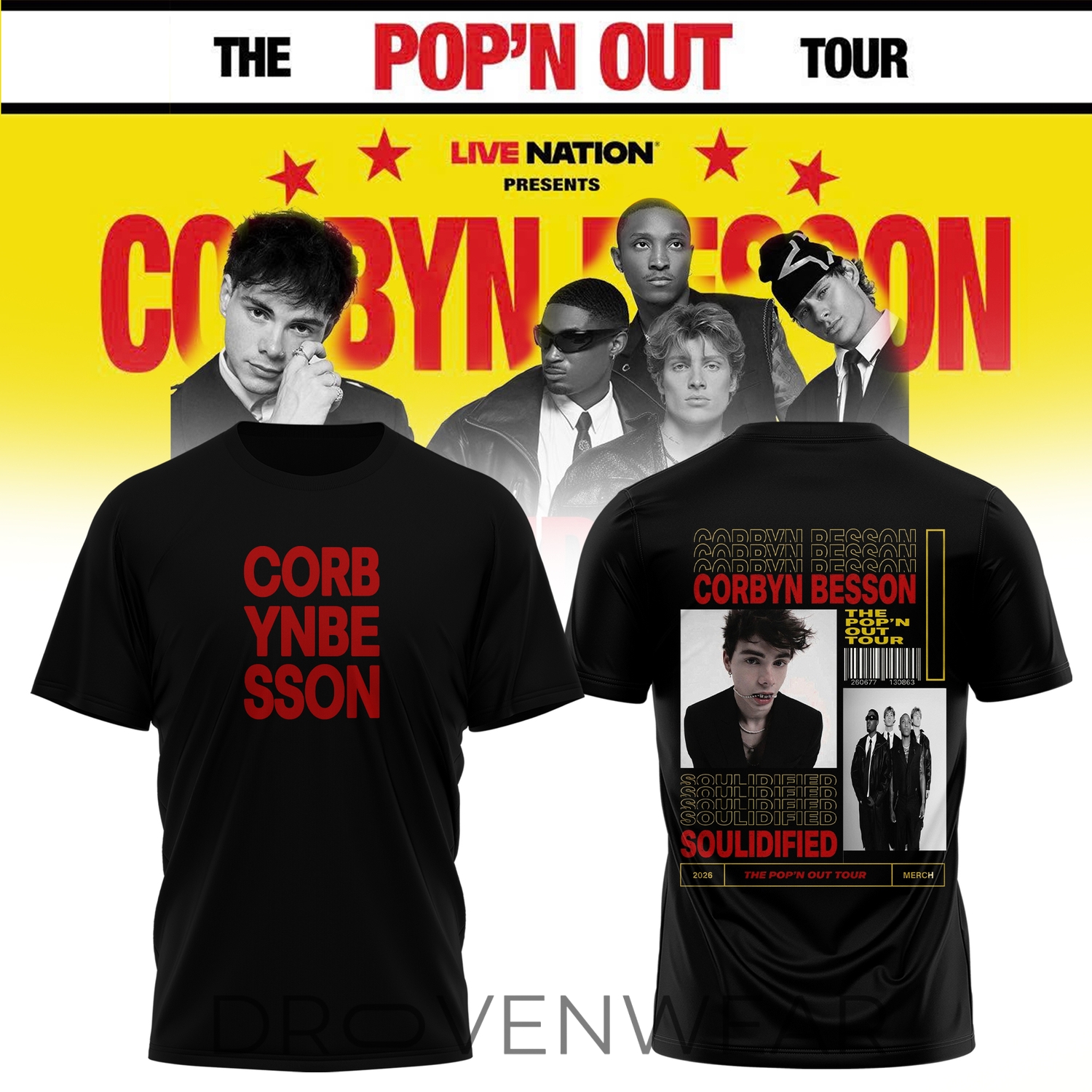 Corbyn Besson x Soulidified Pop'n Out Tour Statement T-Shirt Corbyn Besson x Soulidified Pop'n Out Tour Statement T-Shirt