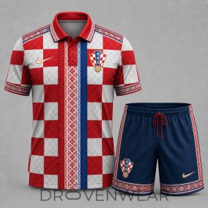 Croatia FIFA World Cup 2026 Cultural Polo Shorts Set by Drovenwear.com