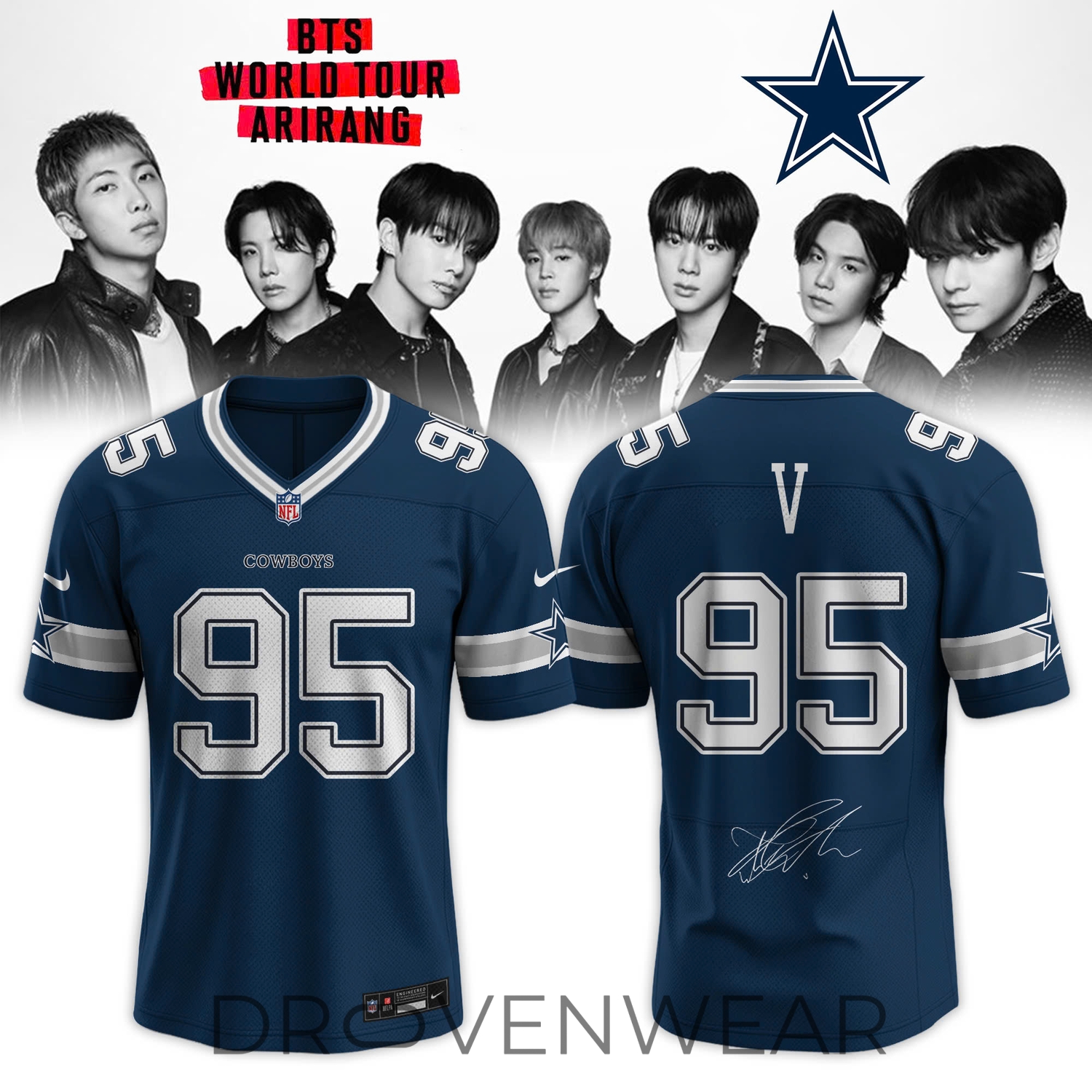 Dallas Cowboys BTS Global Tour 2026 Crossover Football Jersey Dallas Cowboys BTS Global Tour 2026 Crossover Football Jersey
