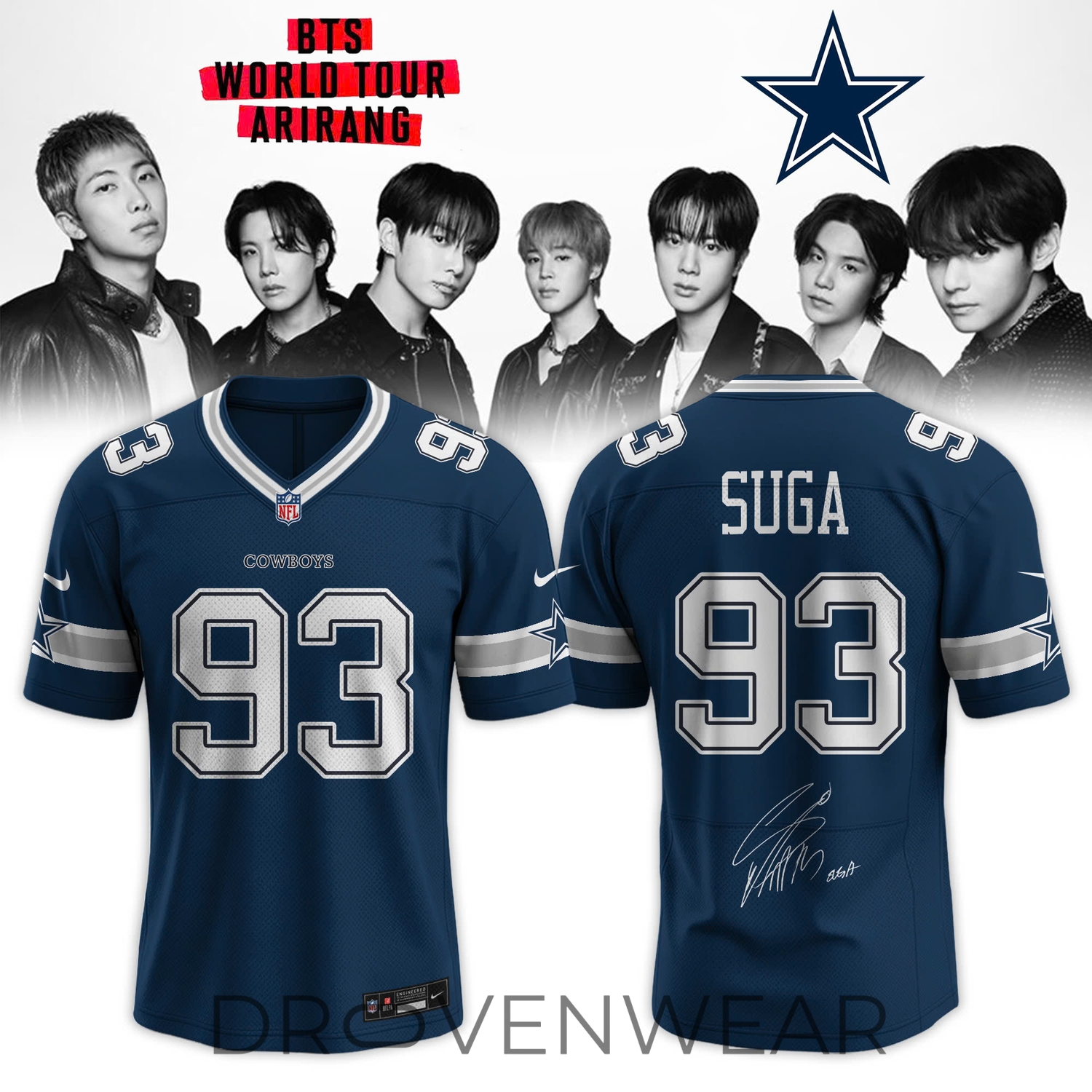 Dallas Cowboys BTS Global Tour 2026 Crossover Football Jersey Dallas Cowboys BTS Global Tour 2026 Crossover Football Jersey