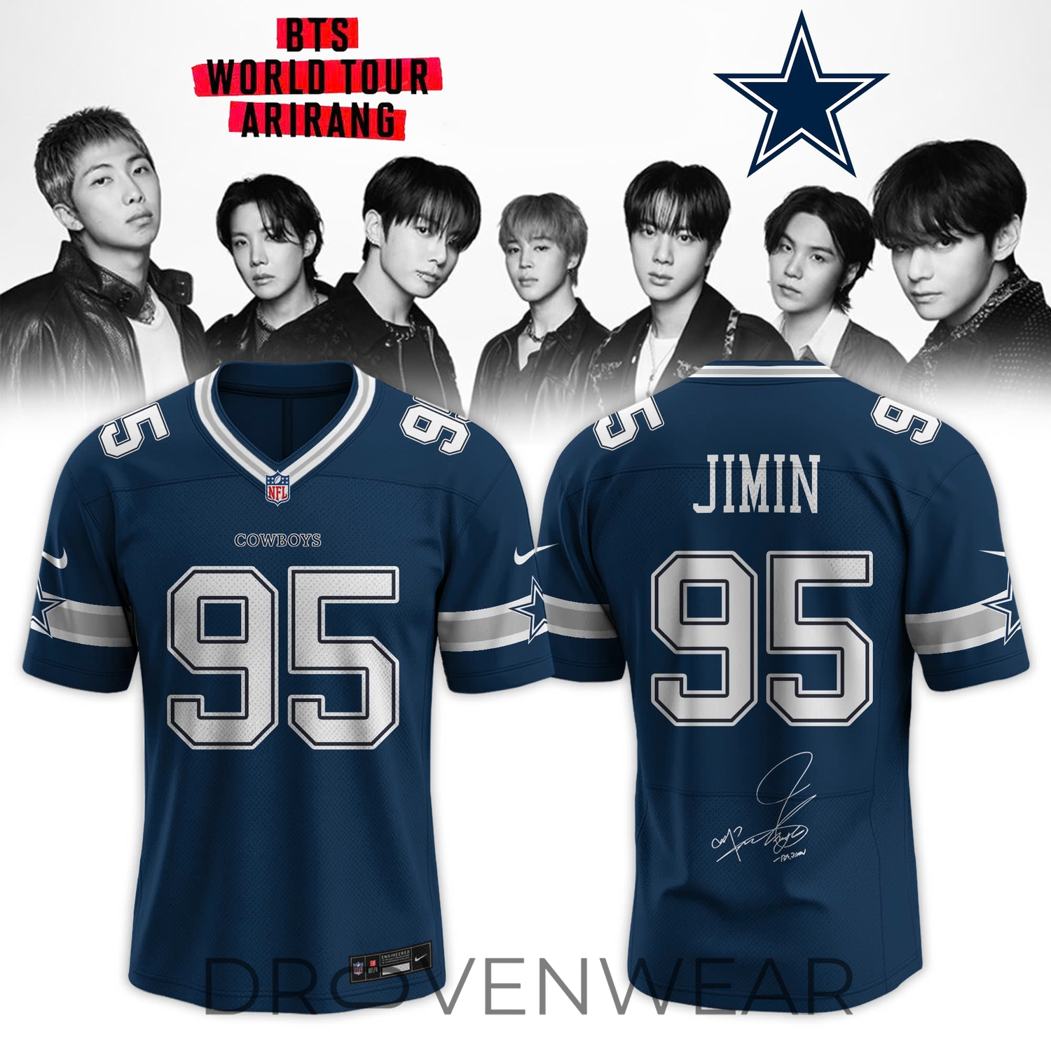 Dallas Cowboys BTS Global Tour 2026 Crossover Football Jersey Dallas Cowboys BTS Global Tour 2026 Crossover Football Jersey