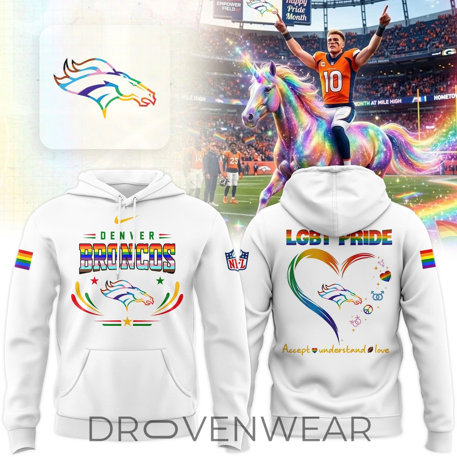 Denver Broncos Pride Month 2026 Love & Acceptance Hoodie Denver Broncos Pride Month 2026 Love & Acceptance Hoodie