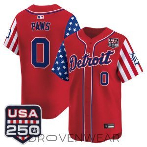 Detroit Tigers America 250 Celebration Baseball Jersey by Drovenwear.com