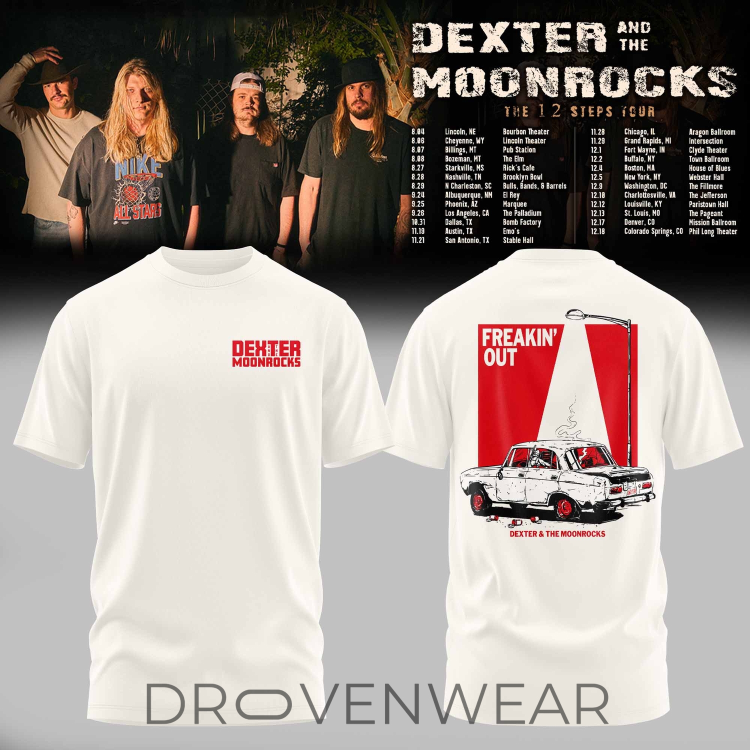 Dexter & The Moonrocks 12 Step Tour 2026 Tee V3 Dexter & The Moonrocks 12 Step Tour 2026 Tee V3