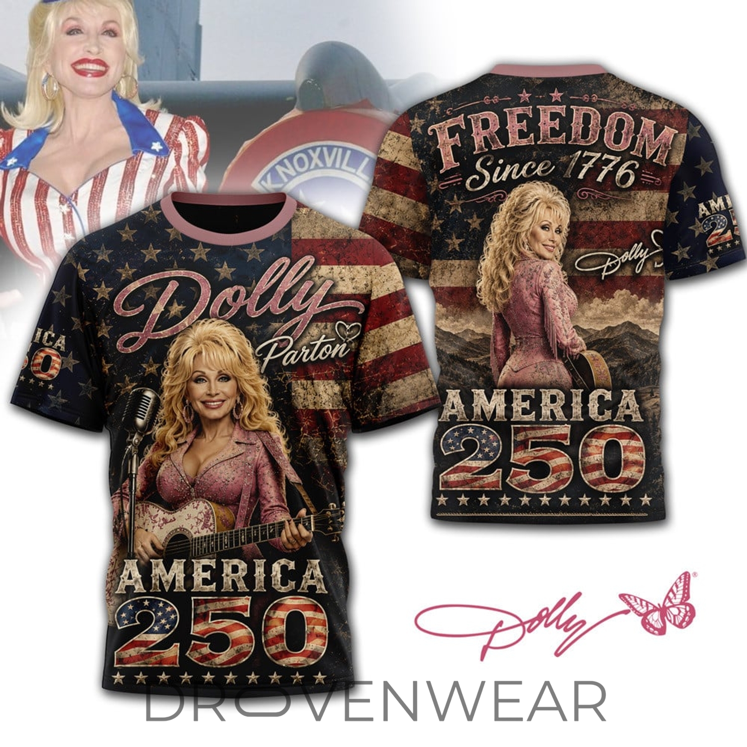 Dolly Parton America 250 Freedom Celebration 3D Graphic Shirt Dolly Parton America 250 Freedom Celebration 3D Graphic Shirt