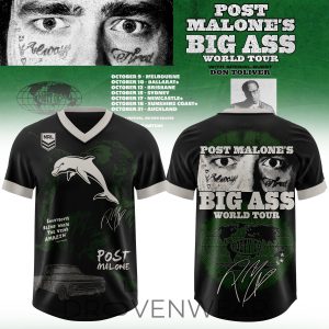 Dolphins Post Malone Big Ass World Tour Football Jersey by Drovenwear.com