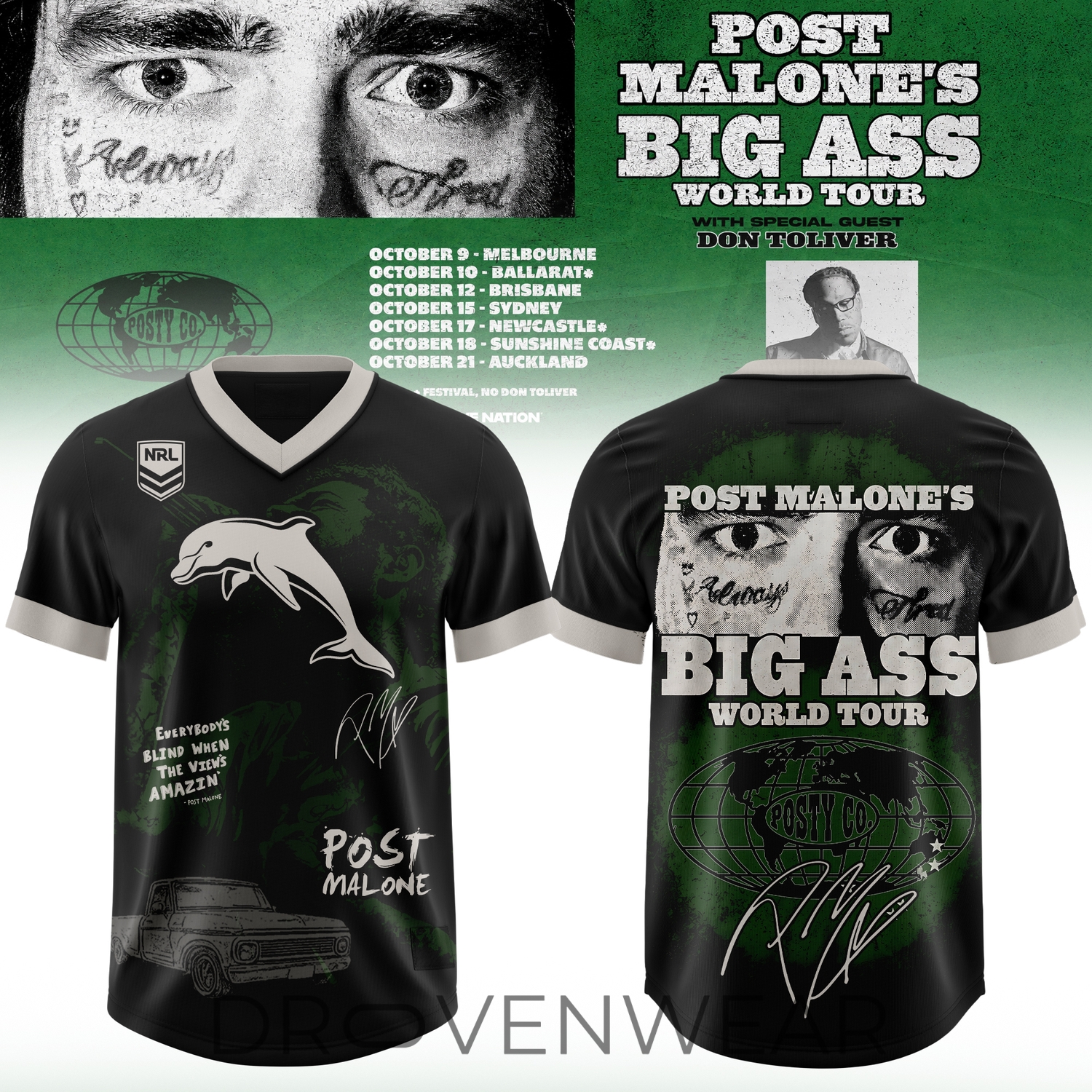 Dolphins Post Malone Big Ass World Tour Football Jersey Dolphins Post Malone Big Ass World Tour Football Jersey