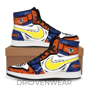 Dragon Ball Z Goku Wukong High Top PU Leather Anime Sneakers by Drovenwear.com