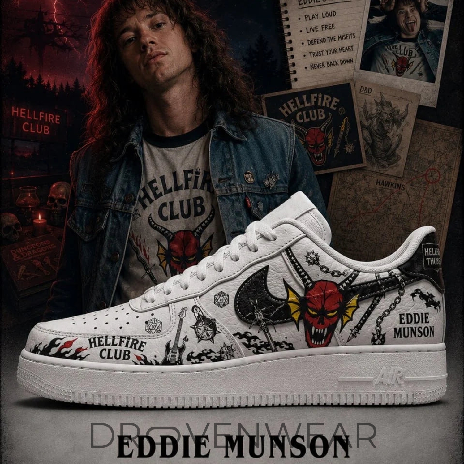 Eddie Munson Stranger Things Custom Air Force 1 Eddie Munson Stranger Things Custom Air Force 1