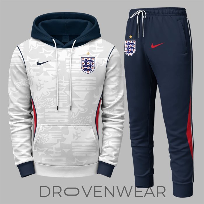 England FIFA World Cup 2026 Away Custom Supporter Hoodie Jogger Set - Image 2