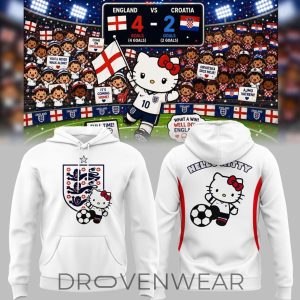 England Football x Hello Kitty World Cup Pullover Hoodie 2026 by Drovenwear.com