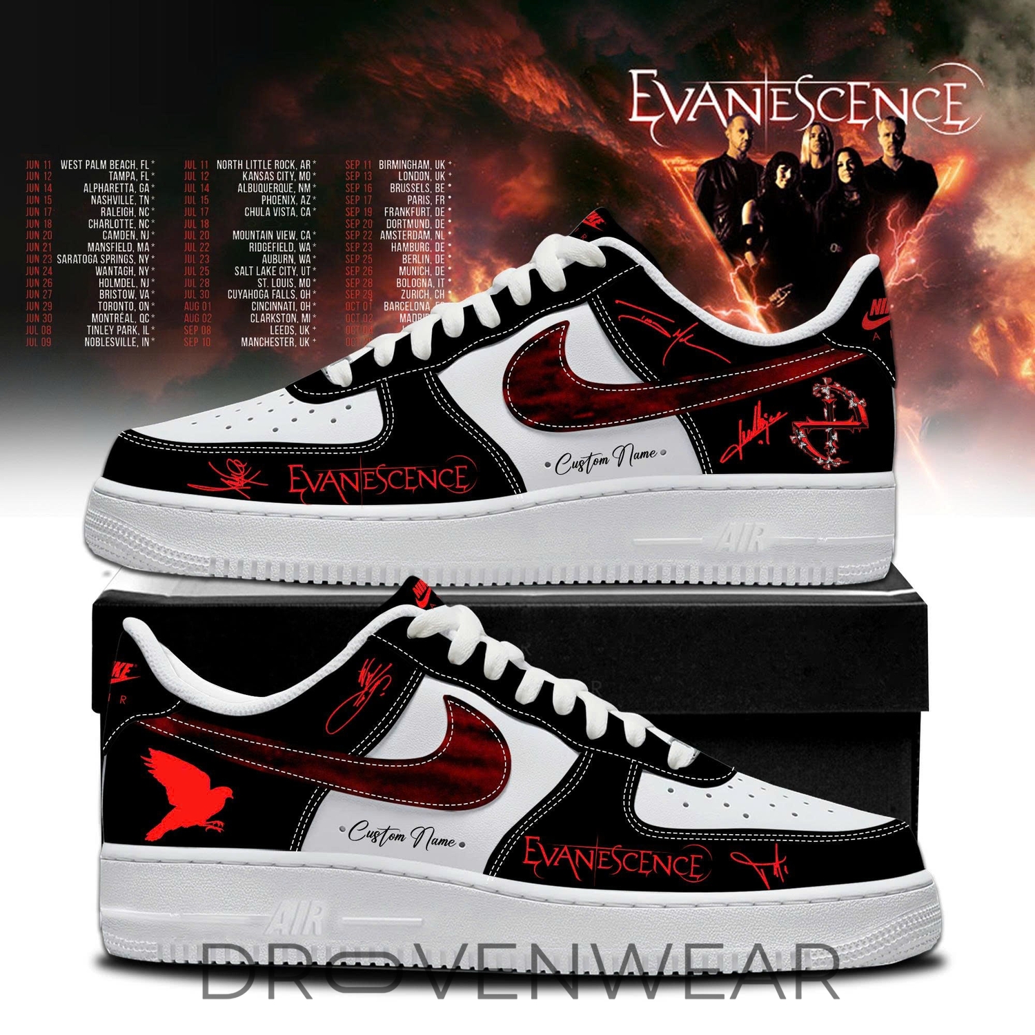 Evanescence Sanctuary World Tour 2026 Custom Air Force 1 Sneakers Evanescence Sanctuary World Tour 2026 Custom Air Force 1 Sneakers