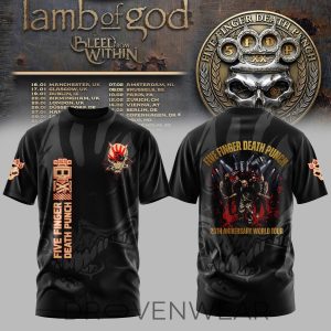 Five Finger Death Punch Golden Skull Laurel Premium Band Tee by Drovenwear.com