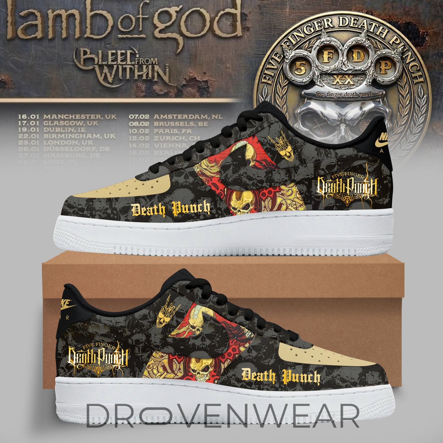 Five Finger Death Punch Skull Riot Custom Air Force 1 Shoes Five Finger Death Punch Skull Riot Custom Air Force 1 Shoes