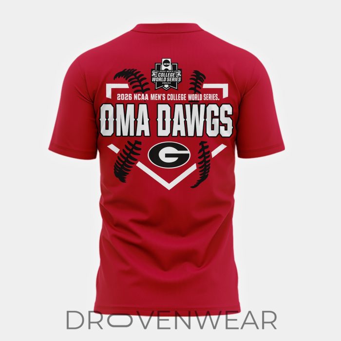 Georgia Bulldogs 2026 CWS OmaDawgs Championship Run Graphic T-Shirt - Image 3