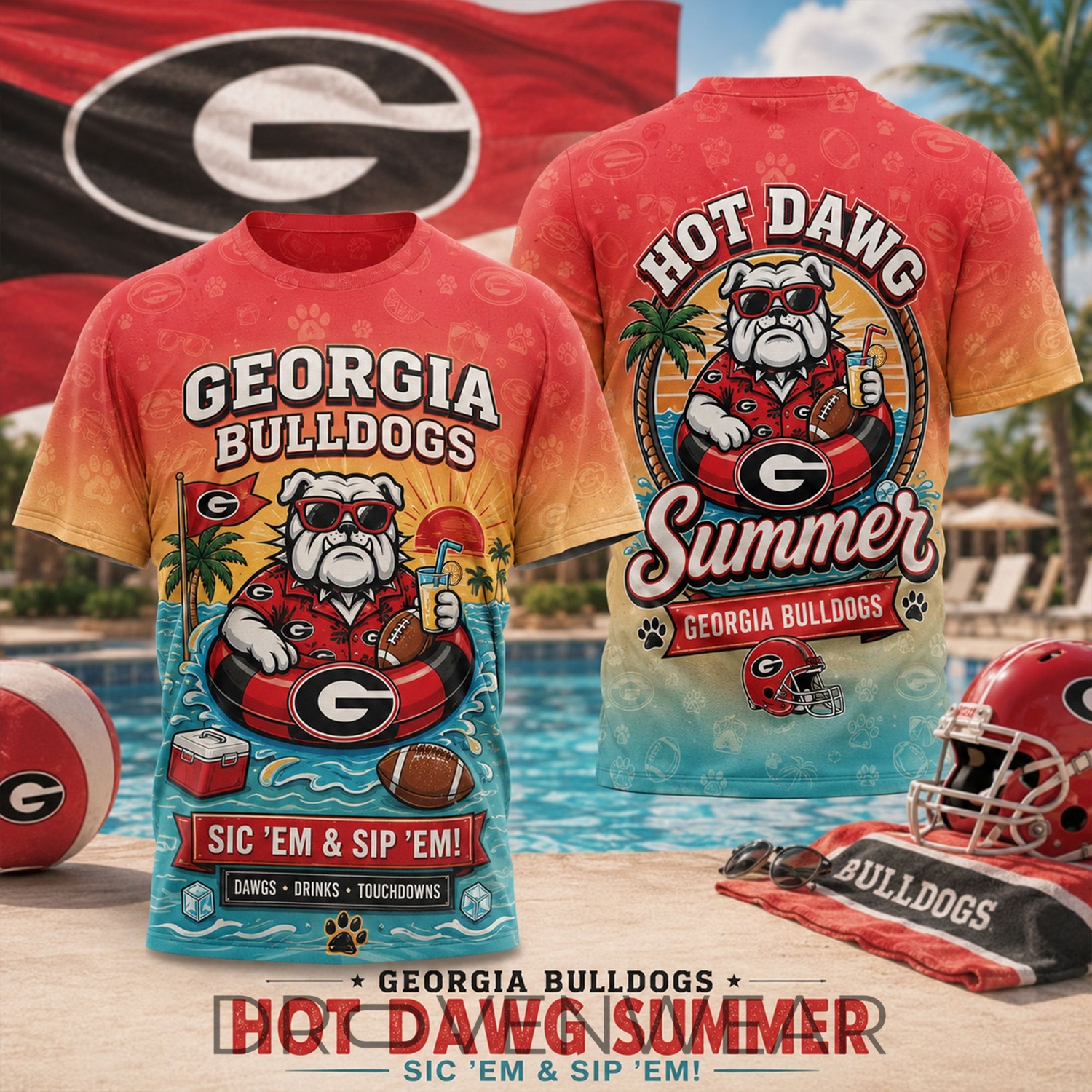 Georgia Bulldogs Premium NCAA Summer Fan 3D All-Over Print T-Shirt Georgia Bulldogs Premium NCAA Summer Fan 3D All-Over Print T-Shirt