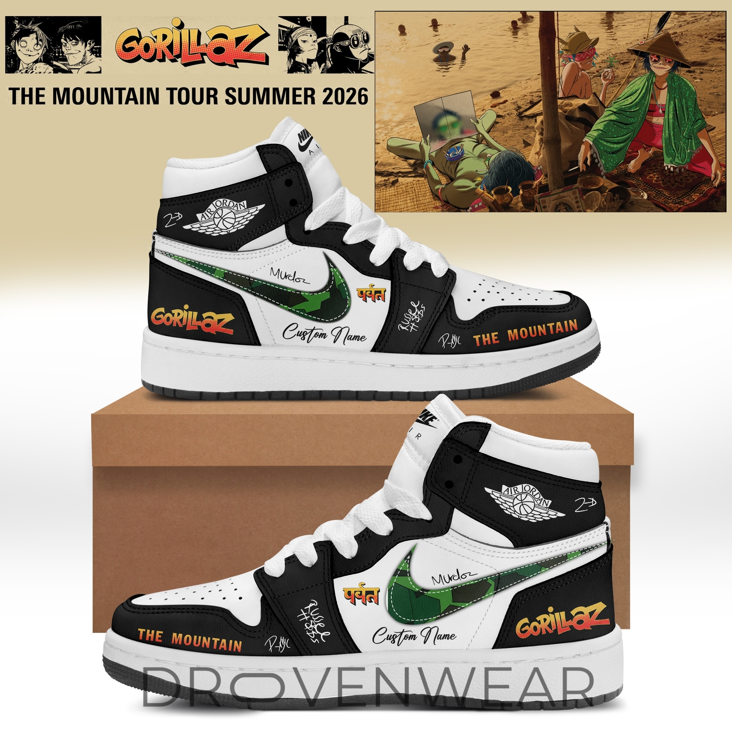 Gorillaz Mountain Tour 2026 Air Jordan 1 Collector Sneakers Gorillaz Mountain Tour 2026 Air Jordan 1 Collector Sneakers