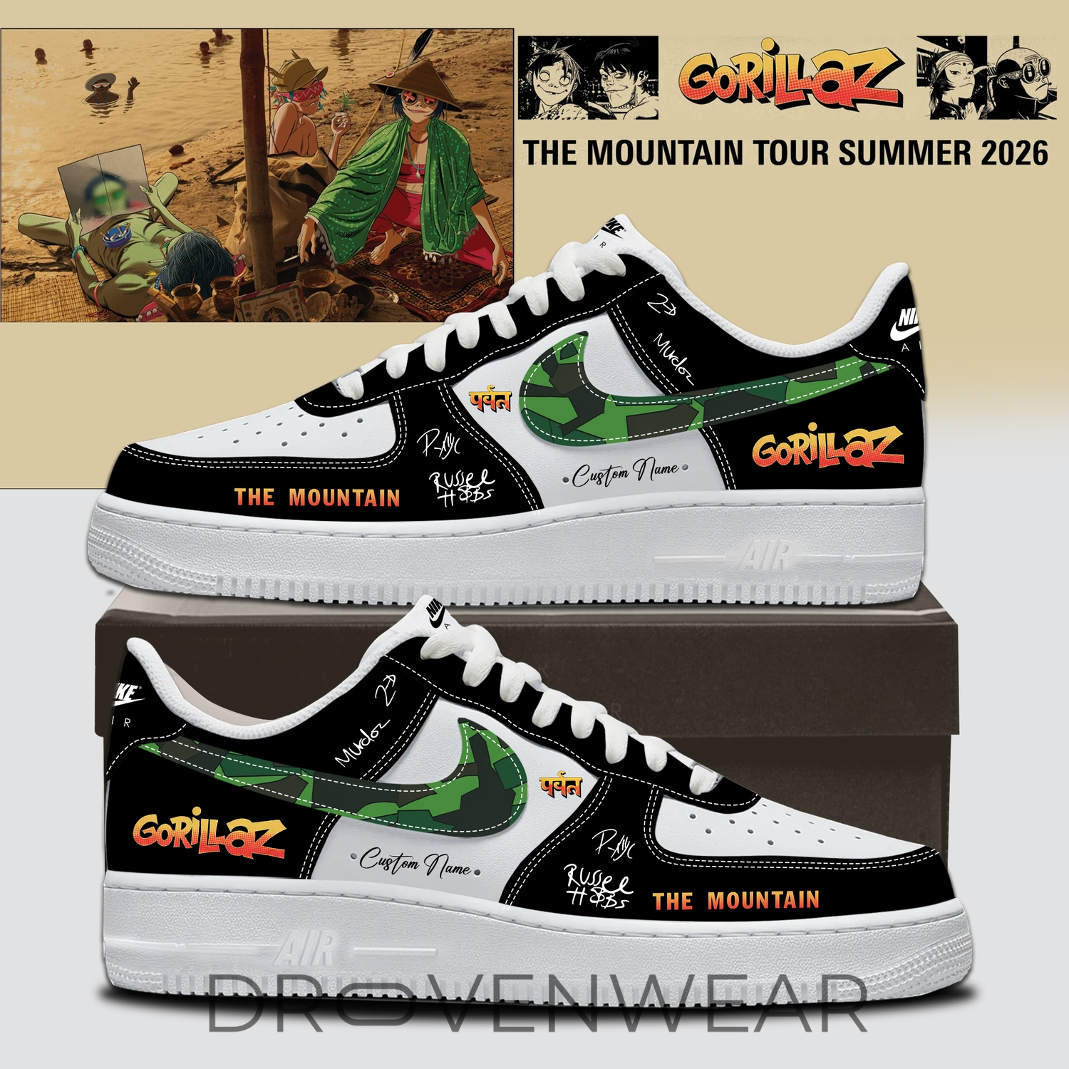 Gorillaz Mountain Tour 2026 Custom Air Force 1 Shoes Gorillaz Mountain Tour 2026 Custom Air Force 1 Shoes