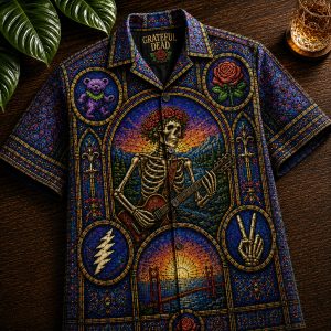 Grateful Dead Cathedral Window Stained Glass Hawaiian Shirt by Drovenwear.com