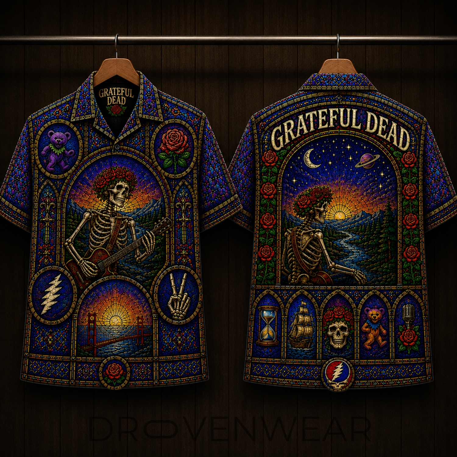 Grateful Dead Cathedral Window Stained Glass Hawaiian Shirt Grateful Dead Cathedral Window Stained Glass Hawaiian Shirt
