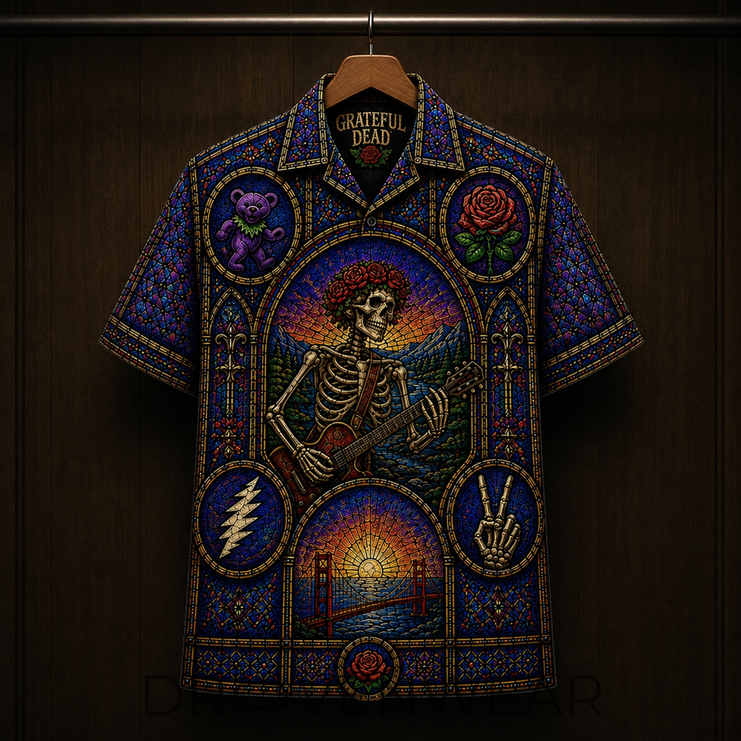 Grateful Dead Cathedral Window Stained Glass Hawaiian Shirt Grateful Dead Cathedral Window Stained Glass Hawaiian Shirt