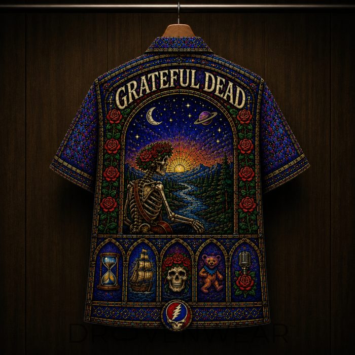 Grateful Dead Cathedral Window Stained Glass Hawaiian Shirt - Image 4