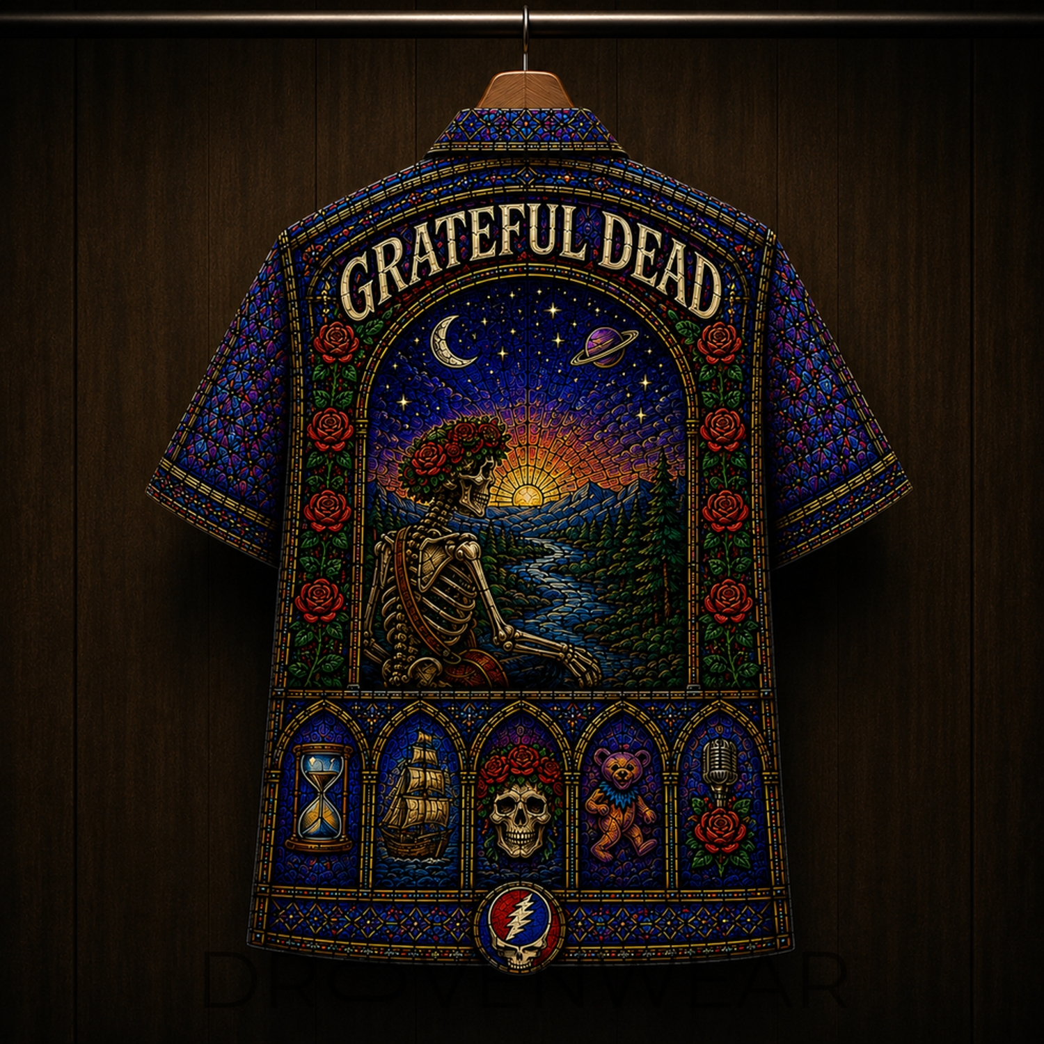Grateful Dead Cathedral Window Stained Glass Hawaiian Shirt Grateful Dead Cathedral Window Stained Glass Hawaiian Shirt